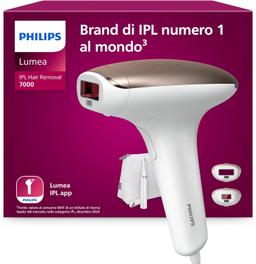 Philips Lumea 7000 Series, dispositivo di epilazione IPL, alternativa ai dispositivi di epilazione laser, con rifinitore a penna Satin Compact, 2 accessori per viso e corpo, modello BRI921/00